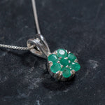 Emerald Pendant, Natural Pendant, Flower Pendant, May Birthstone, Genuine Emerald, Real Emerald Pendant, Pendant and Chain, Silver Pendant