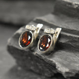 Garnet Earrings, Garnet Studs, January Birthstone, Red Earrings, Red Vintage Studs, January Earrings, Vintage Earrings, 925 Silver Earrings