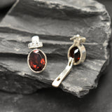 Garnet Earrings, Garnet Studs, January Birthstone, Red Earrings, Red Vintage Studs, January Earrings, Vintage Earrings, 925 Silver Earrings