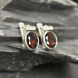 Garnet Earrings, Garnet Studs, January Birthstone, Red Earrings, Red Vintage Studs, January Earrings, Vintage Earrings, 925 Silver Earrings