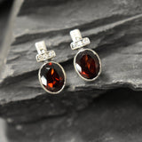 Garnet Earrings, Garnet Studs, January Birthstone, Red Earrings, Red Vintage Studs, January Earrings, Vintage Earrings, 925 Silver Earrings