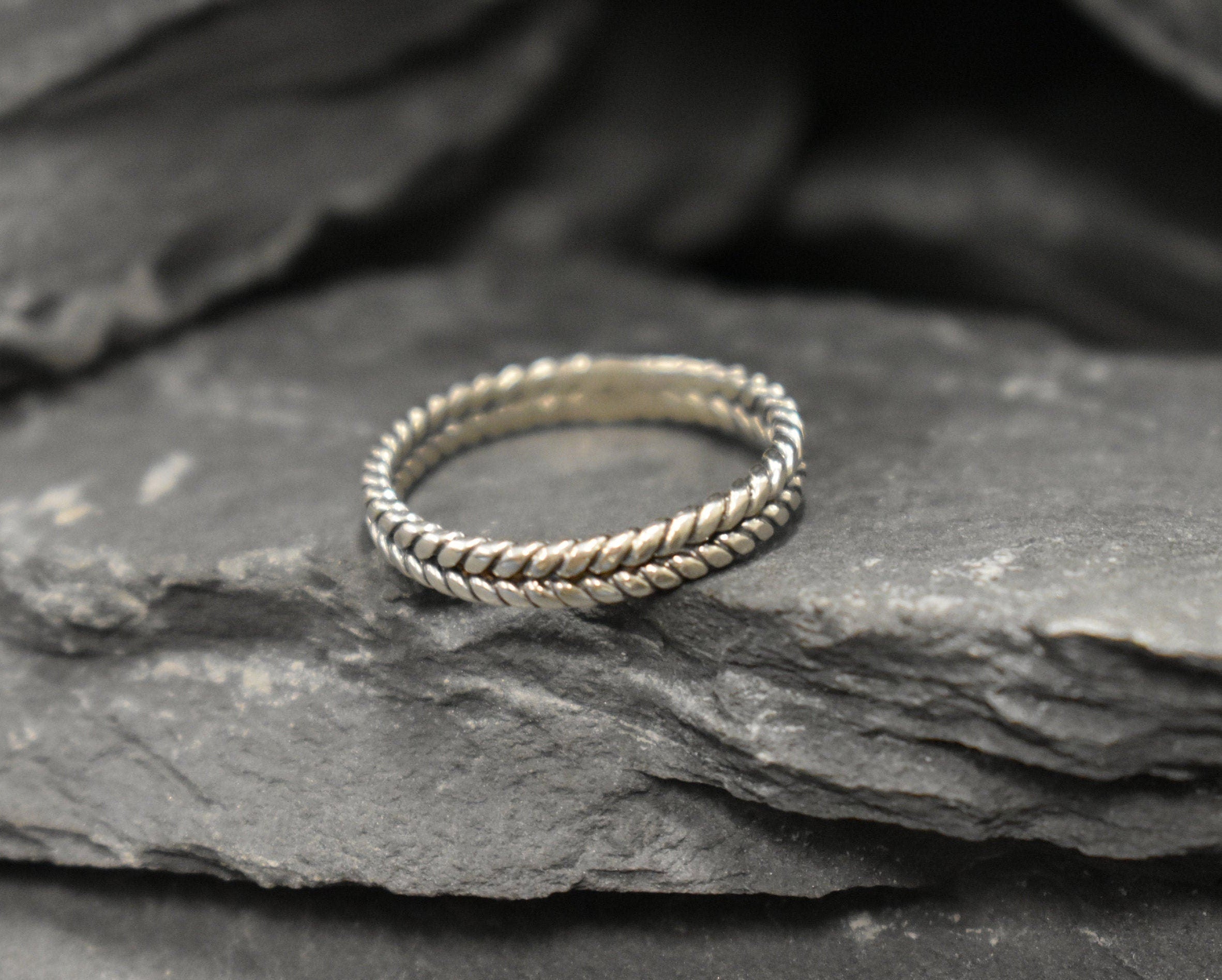 Silver Plaited Band, Fishtail Band, Stackable Band, Dainty Ring, Plaited Ring, Vintage Band, Oxidised Silver Band, Solid Silver Band