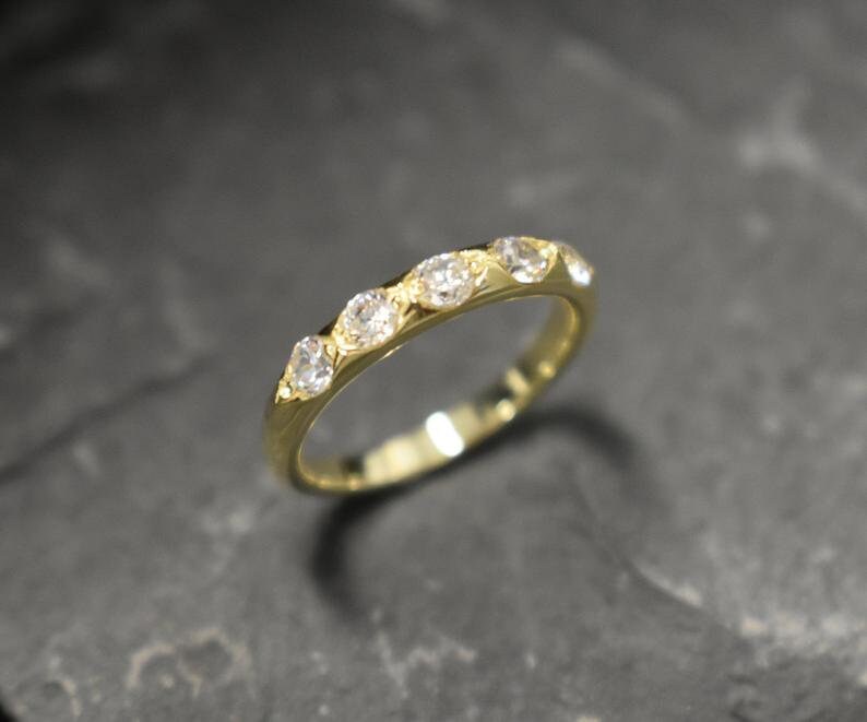 Diamond Band, Gold Diamond Band, Created Diamond, Stackable Ring, Gold Diamond Ring, White Diamond Ring, 18Ct Gold Plated Ring, Silver Ring