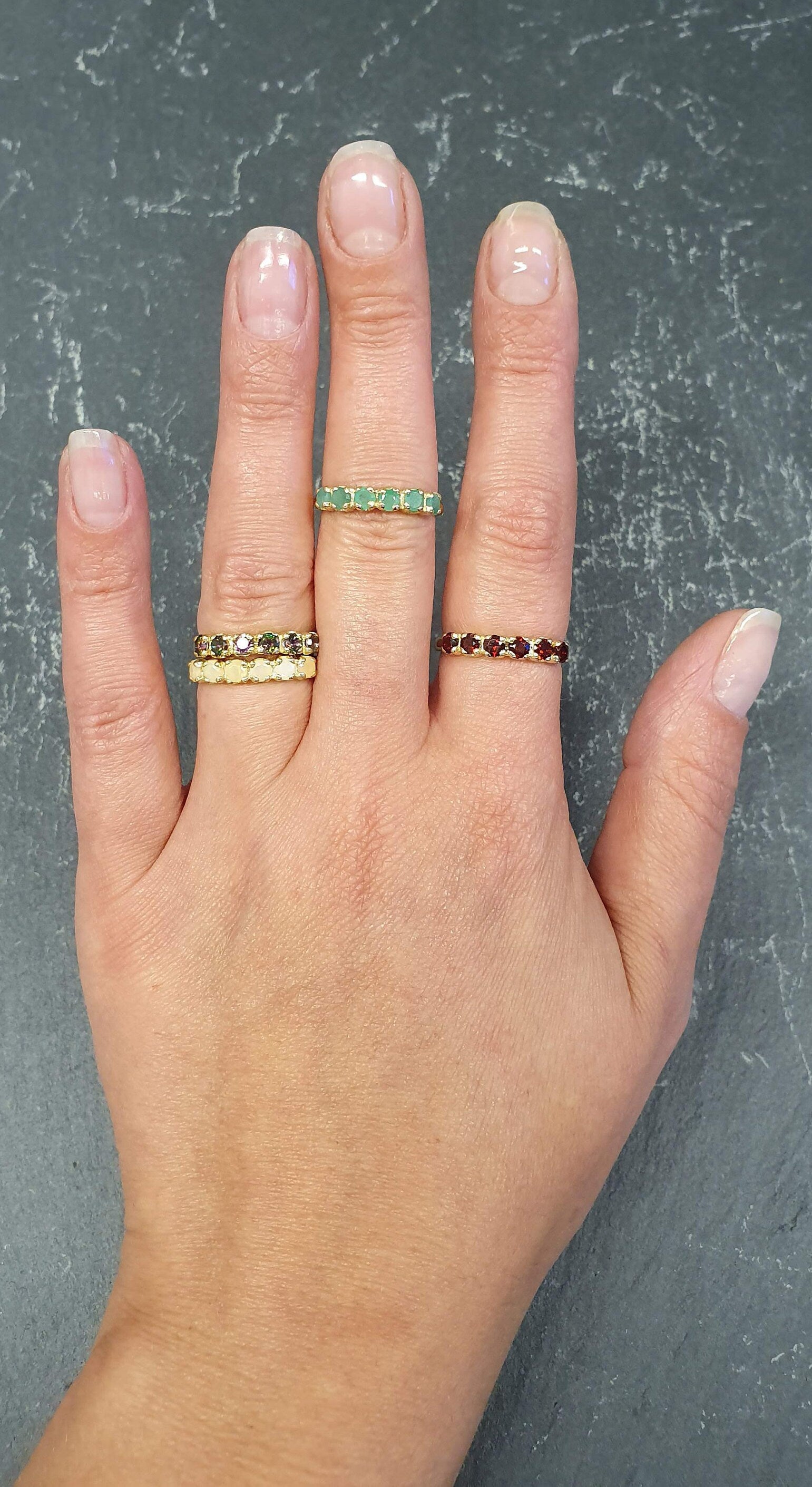 Emerald Gold Ring, Emerald Ring, Natural Emerald, May Birthstone, Gold Eternity Ring, Green Emerald Ring, Gold VintageRing, Stackable Ring