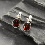 Garnet Earrings, Garnet Studs, January Birthstone, Red Earrings, Red Vintage Studs, January Earrings, Vintage Earrings, 925 Silver Earrings