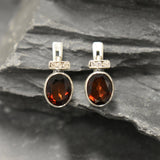 Garnet Earrings, Garnet Studs, January Birthstone, Red Earrings, Red Vintage Studs, January Earrings, Vintage Earrings, 925 Silver Earrings