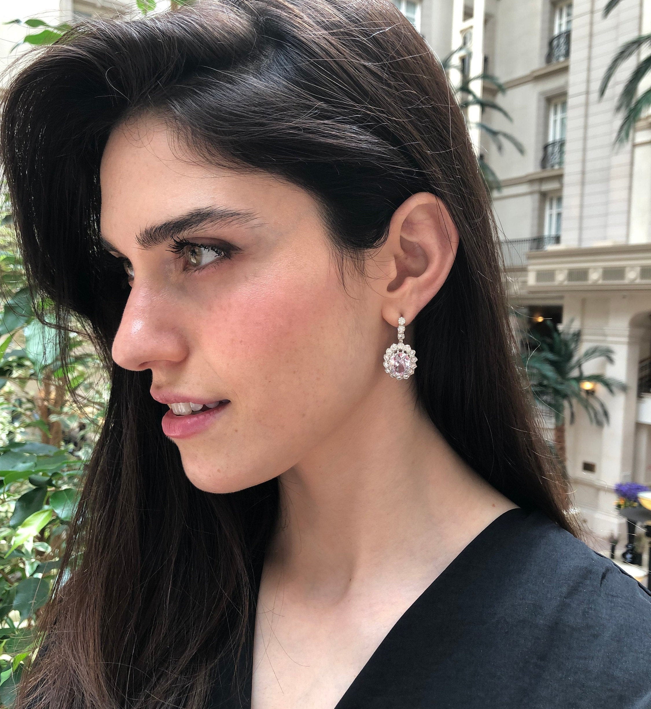Victorian Earrings, Created Diamond, Long Diamond Earrings, Statement