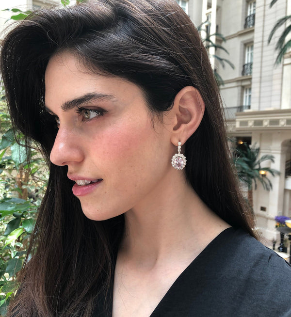Victorian Earrings, Created Diamond, Long Diamond Earrings, Statement Earrings, Princess di Earrings, Royal Earrings, Solid Silver Earrings 925