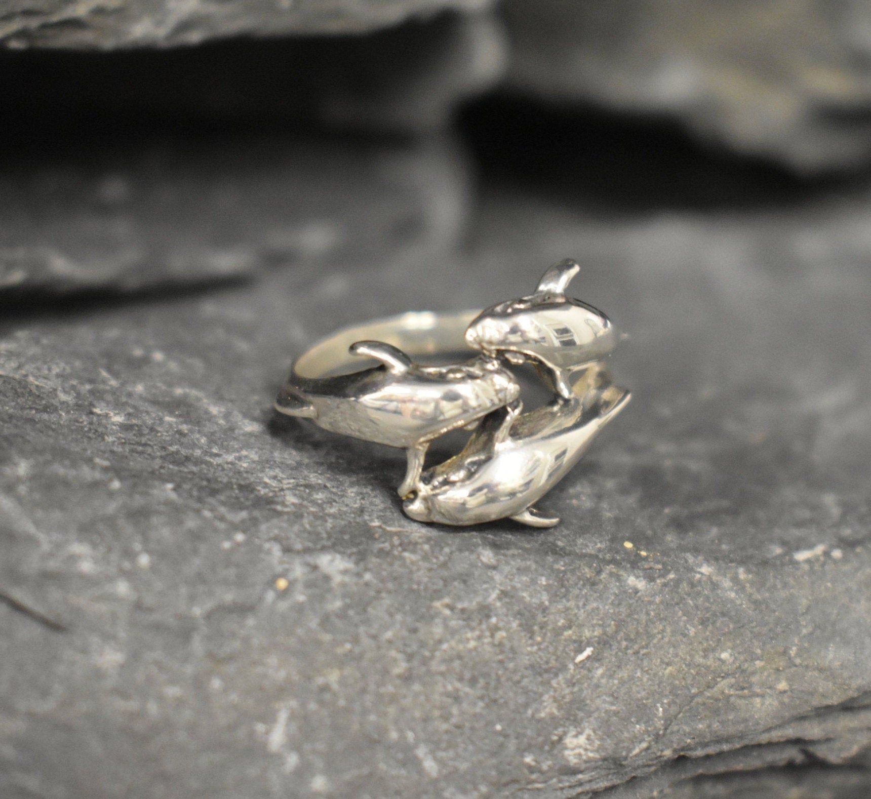 Dolphin Ring, Silver Dolphin Ring, Solid Silver Ring, Small Dolphin Ring, Animal Ring, Silver Artistic Ring, Sterling Silver Ring, Silver