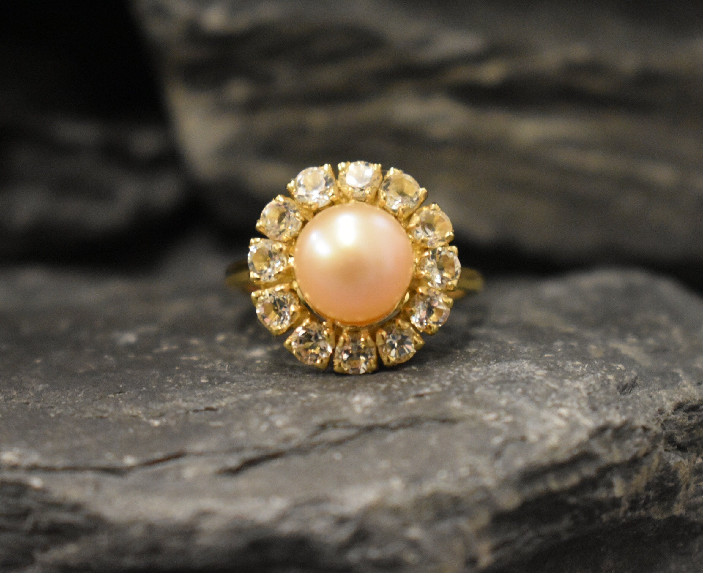 Beige Pearl Ring, Pearl Ring, Natural Beige Pearl, June Birthstone, Gold Victorian Ring, Gold Pearl Ring, Vintage Ring, Solid Silver Ring