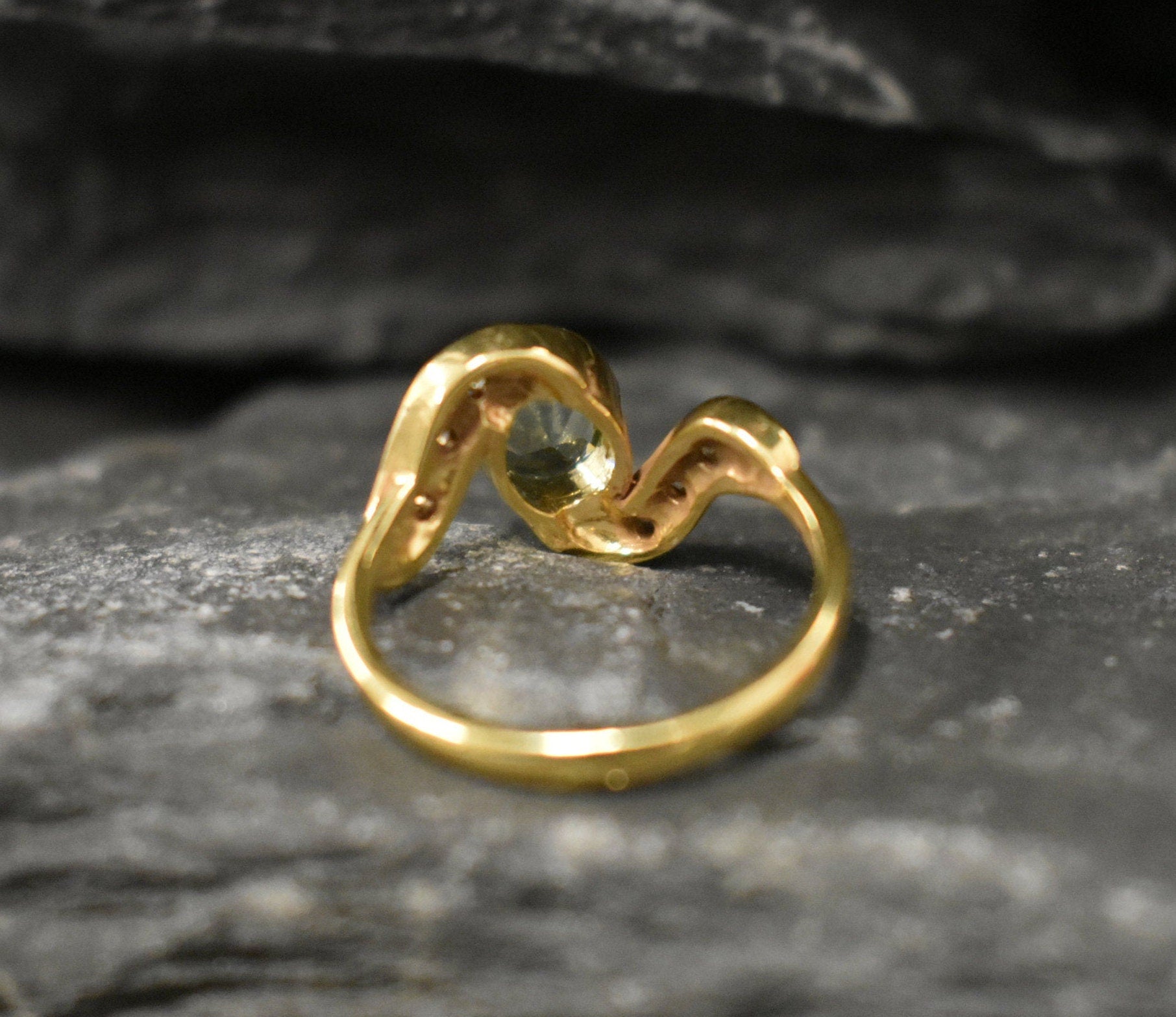 Gold Aquamarine Ring, Created Aquamarine, Blue Diamond Ring, Gold Vintage Ring, Aqua Gold Ring, Aquamarine Ring, Aqua Ring, 925 Silver Ring