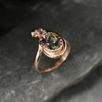 Rose Gold Ring, Mystic Topaz Ring, Natural Mystic Topaz, Asymmetric Ring, Gold Plated Ring, Teardrop Ring, Purple Boho Ring, Vermeil Ring