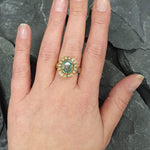 Aquamarine Ring, Created Aquamarine, Gold Victorian Ring, Gold Vintage Ring, Blue Diamond Ring, Victorian Ring, Vintage Ring, Silver Ring