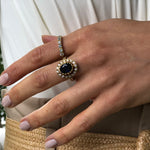 Gold Oval Victorian Sapphire Ring with Halo