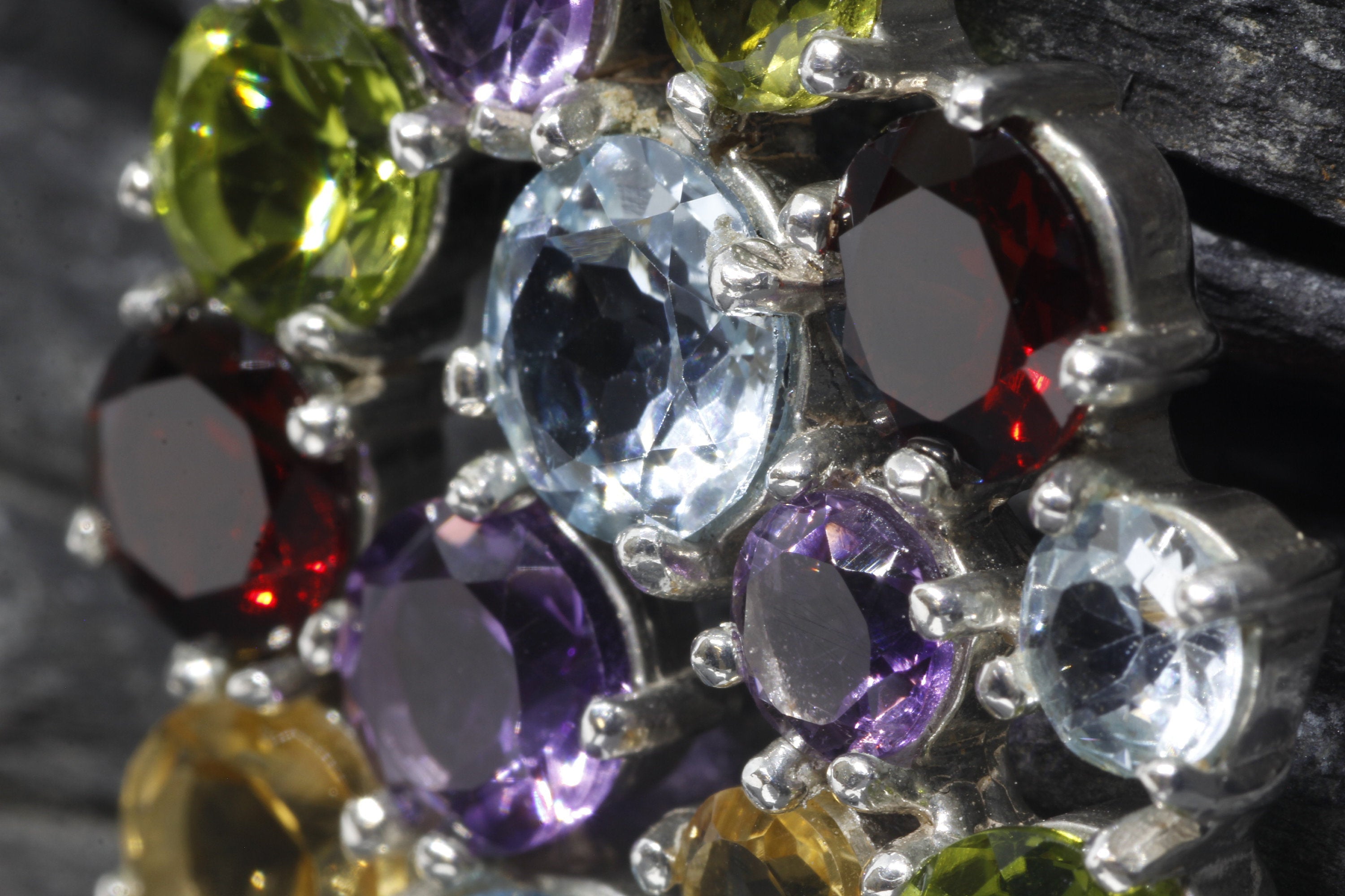Large Gemstone Pendant, Colorful Pendant, Statement Necklace, Sparkly Pendant, Big Birthstone Pendant, Topaz Pendant, Solid Silver Pendant