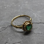 Solitaire Created Emerald Round Vintage Ring