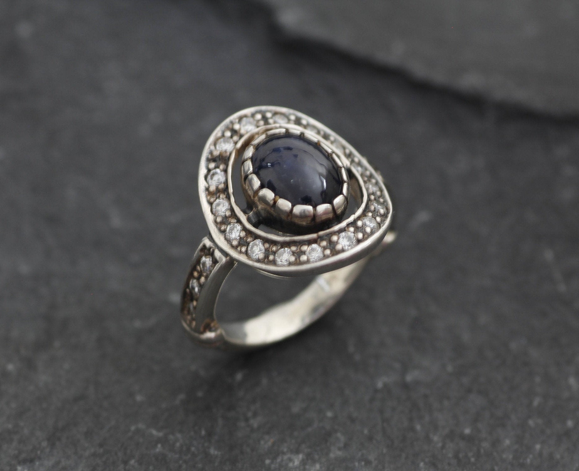 Antique Sapphire Ring, Natural Sapphire, Vintage Ring, September Birthstone, Blue Sapphire Ring, 2 Carat Ring, Oval Ring, Solid Silver Ring