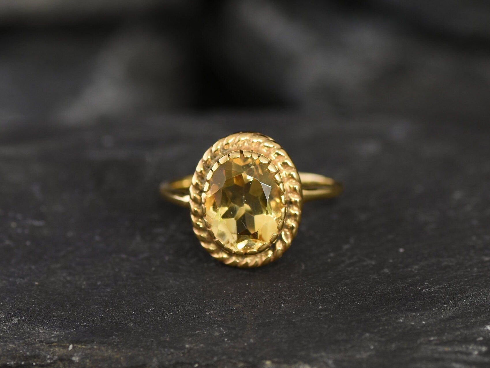 Gold Citrine Ring, Natural Citrine, Vintage Ring, November Birthstone, Gold Solitaire Ring, Antique Ring, Yellow Stone Ring, Birthstone Ring