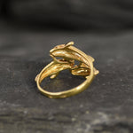 Gold Three Dolphin Ring