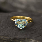 Gold Natural Blue Topaz Heart Ring