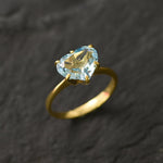 Gold Natural Blue Topaz Heart Ring