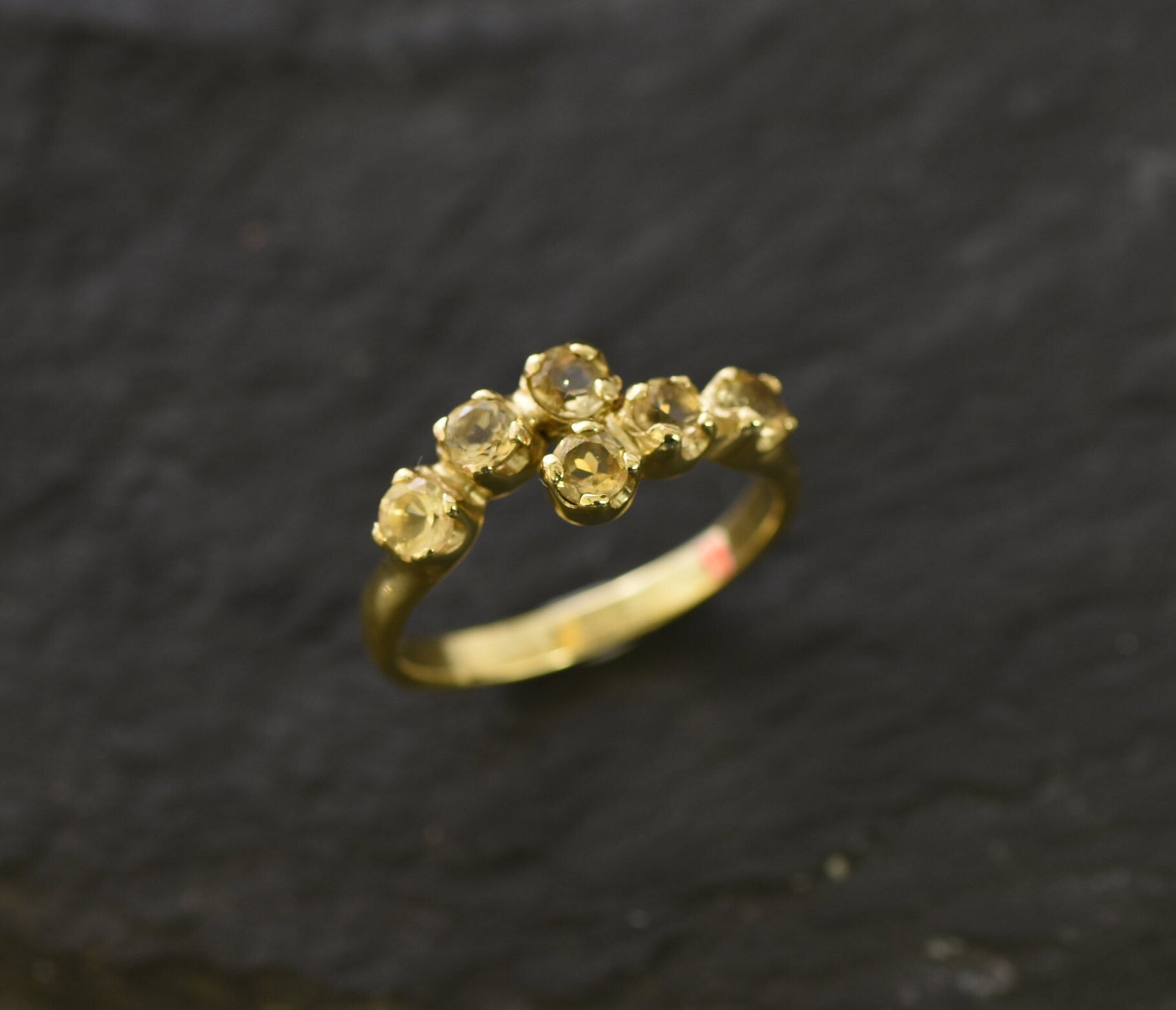 Gold Citrine Ring, Natural Citrine, Stackable Band, November Birthstone, Gold Plated Ring, Yellow Band, Gold Bypass Band, Gold Vermeil Ring