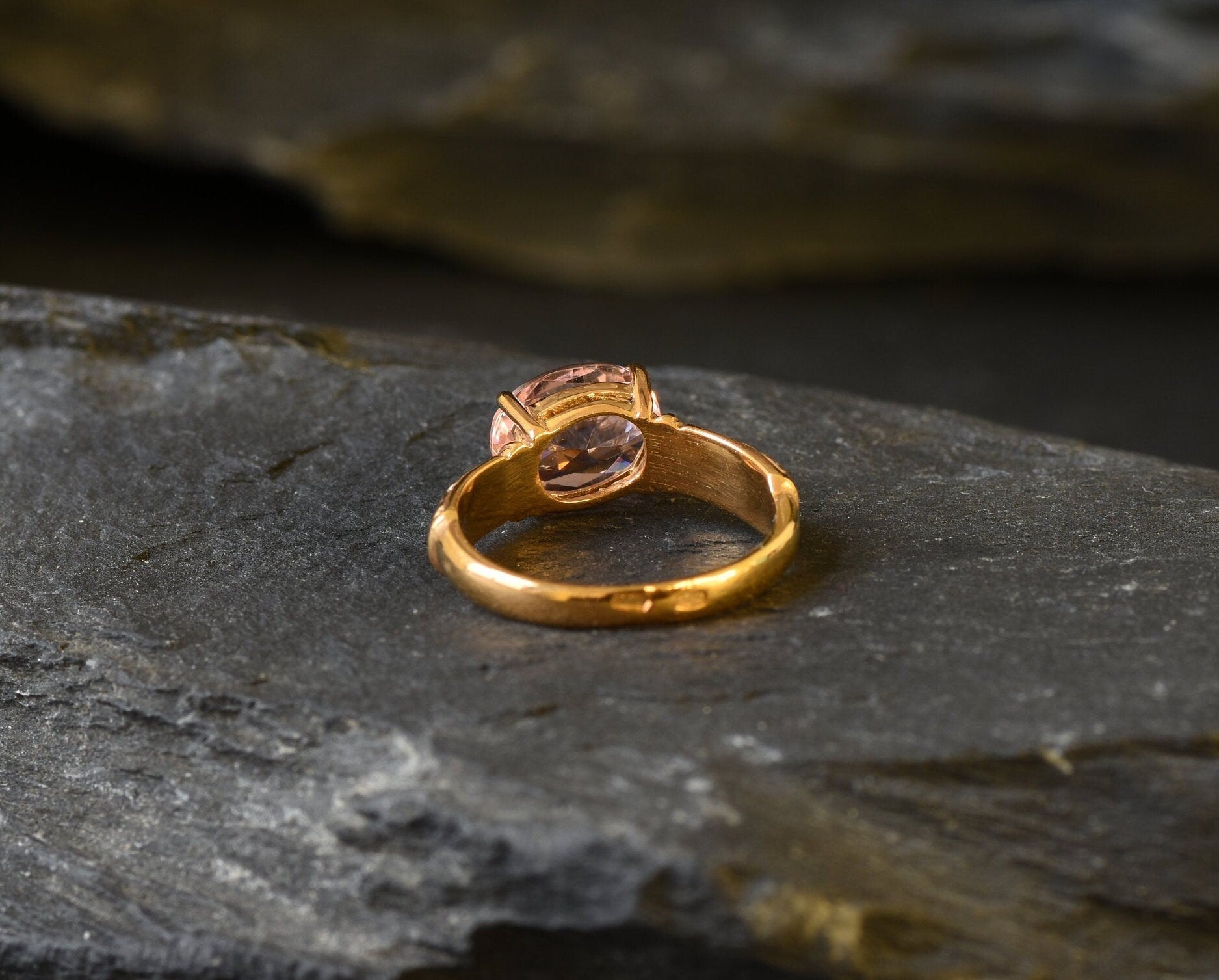 Gold Morganite Ring, Created Morganite, Gold Tribal Ring, Pink Diamond Ring, Tribal Ring, Vintage Ring, Morganite Ring, Gold Vermeil Ring