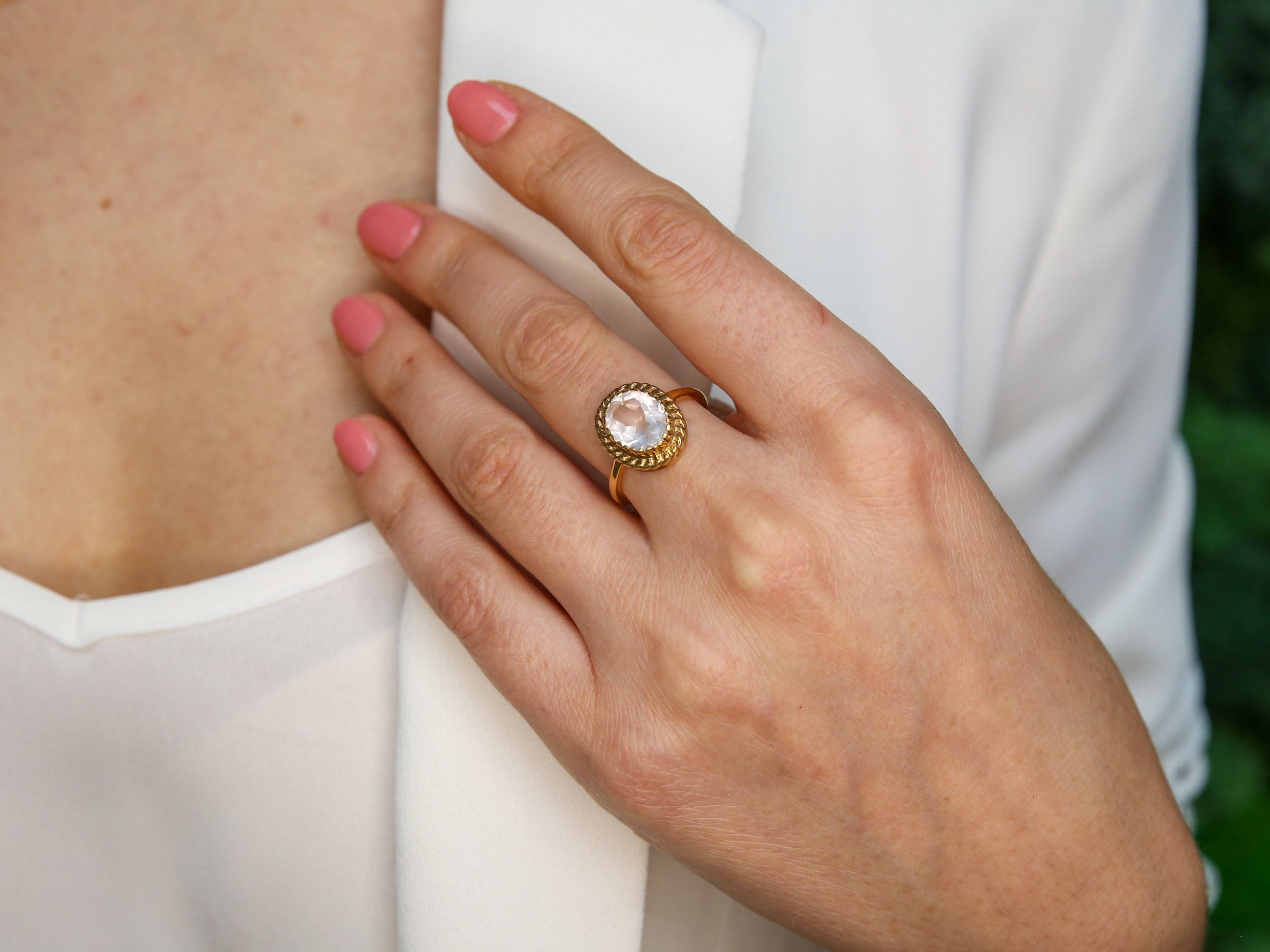 Gold Rose Quartz Ring, Vintage Ring, Natural Rose Quartz, Pink Promise Ring, January Birthstone, Gold Plated Ring, Love Ring, Vermeil Ring