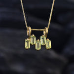 Gold Peridot Pendant, Horizontal Pendant, Natural Peridot, August Birthstone, Baguette Necklace, Green Pendant, Gold Plated Pendant, Vermeil