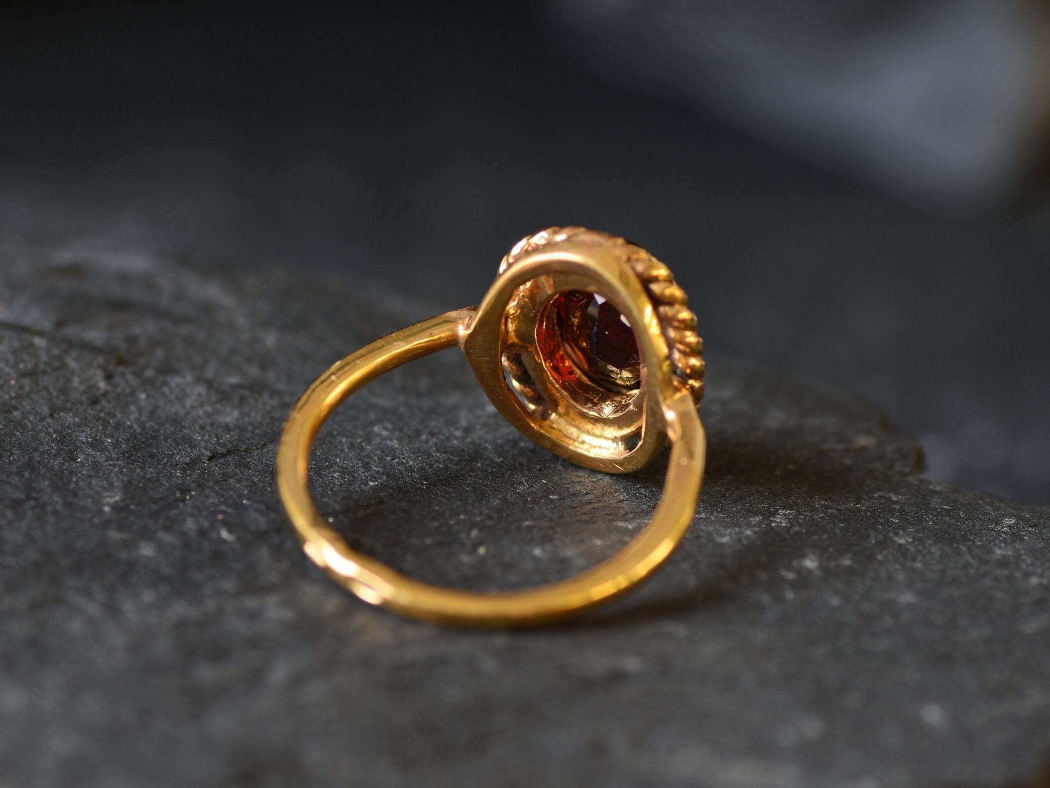 Gold Garnet Ring, Natural Garnet, January Birthstone, January Ring, Birthstone Ring, Gold Victorian Ring, Gold Antique Ring,18K Gold Vermeil