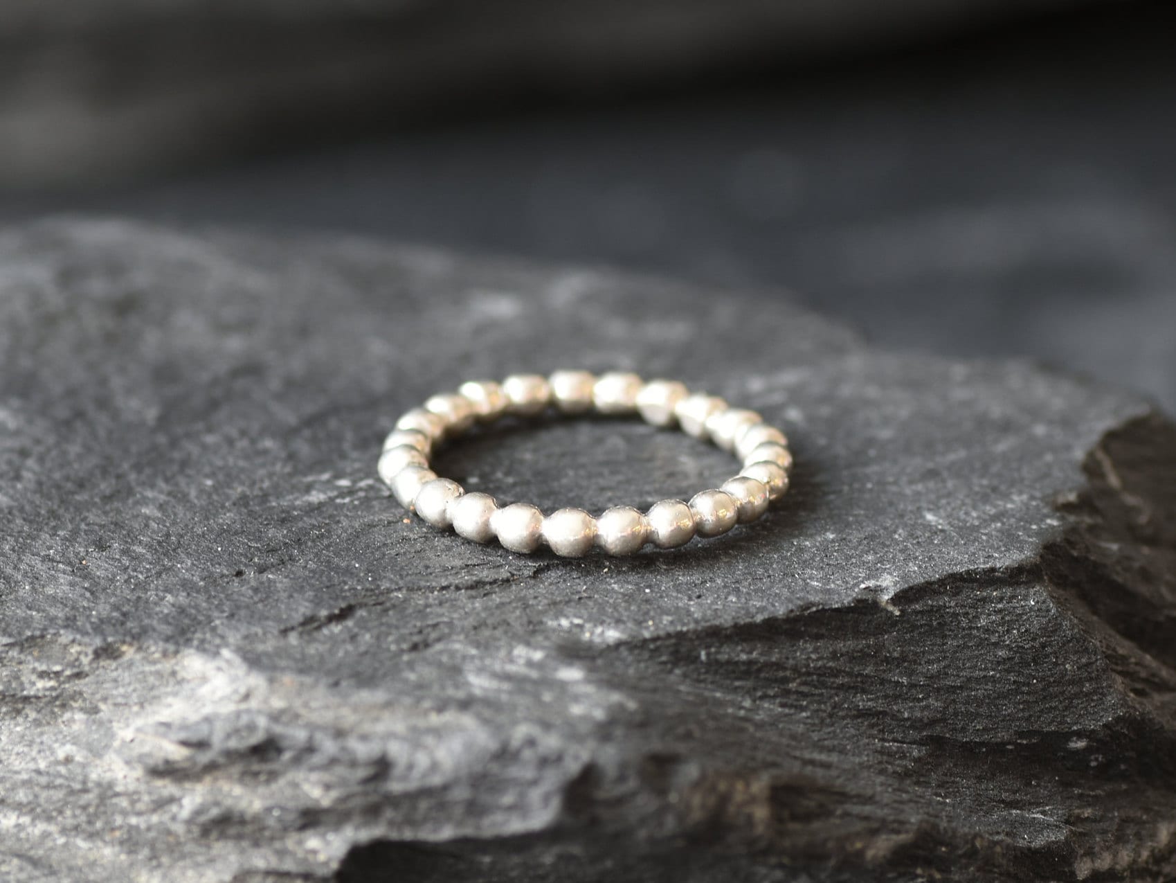 Silver Dainty Ring, Bubble Ring, Silver Stackable Ring, Stacking Band, Simple Silver Band, Beaded Ring, Ball Ring, 925 Silver Ring,Stackable