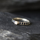 Real Diamond Ring, Natural Diamond, Engagement Ring, Dainty Proposal Ring, Sapphire Band, Natural Sapphire, April Birthstone, Solid Silver