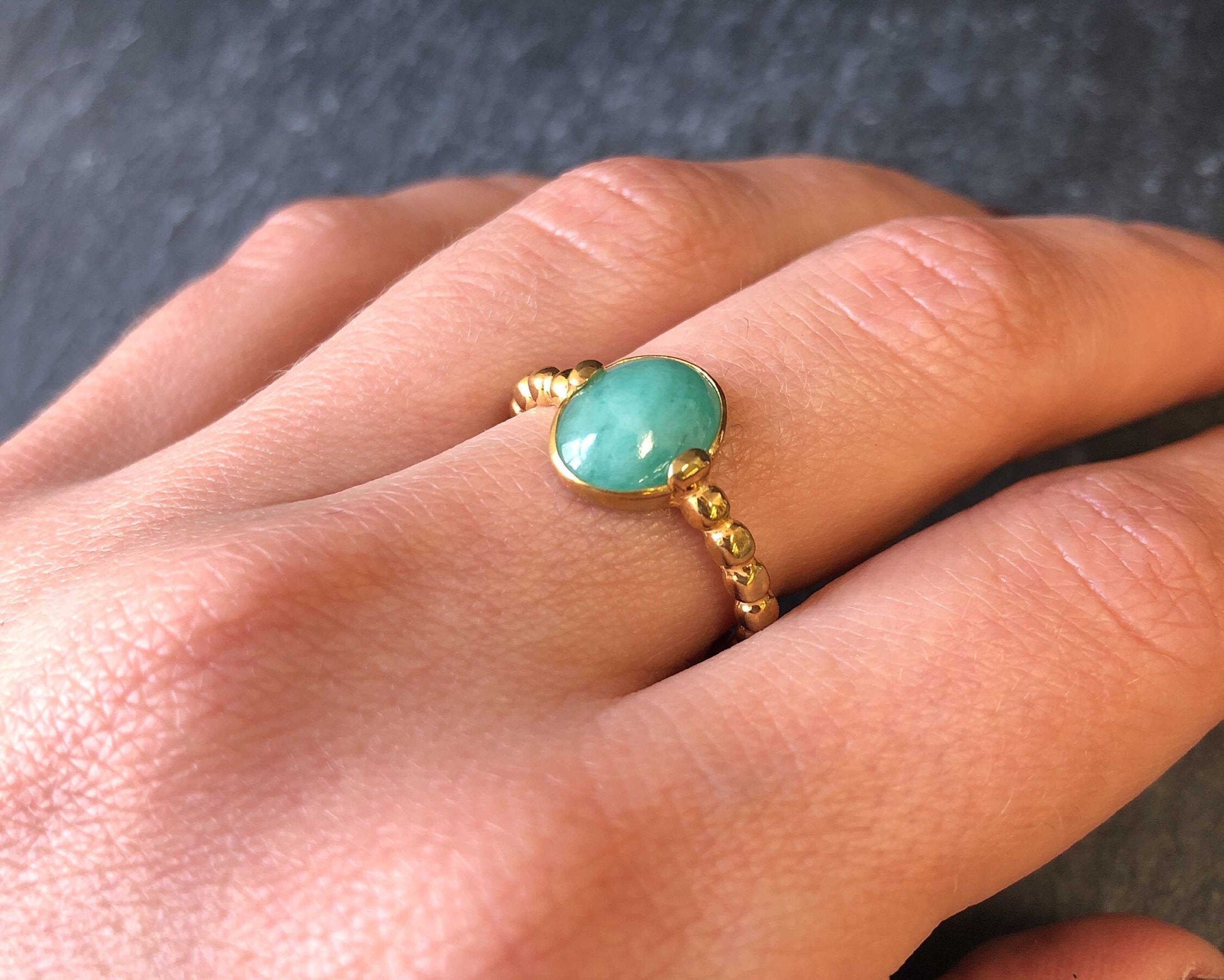 Gold Emerald Ring, Natural Emerald, Green Solitaire Ring, May Birthstone, 3 Carat Ring, Bubble Band, Oval Ring, Green Emerald Ring, Vermeil
