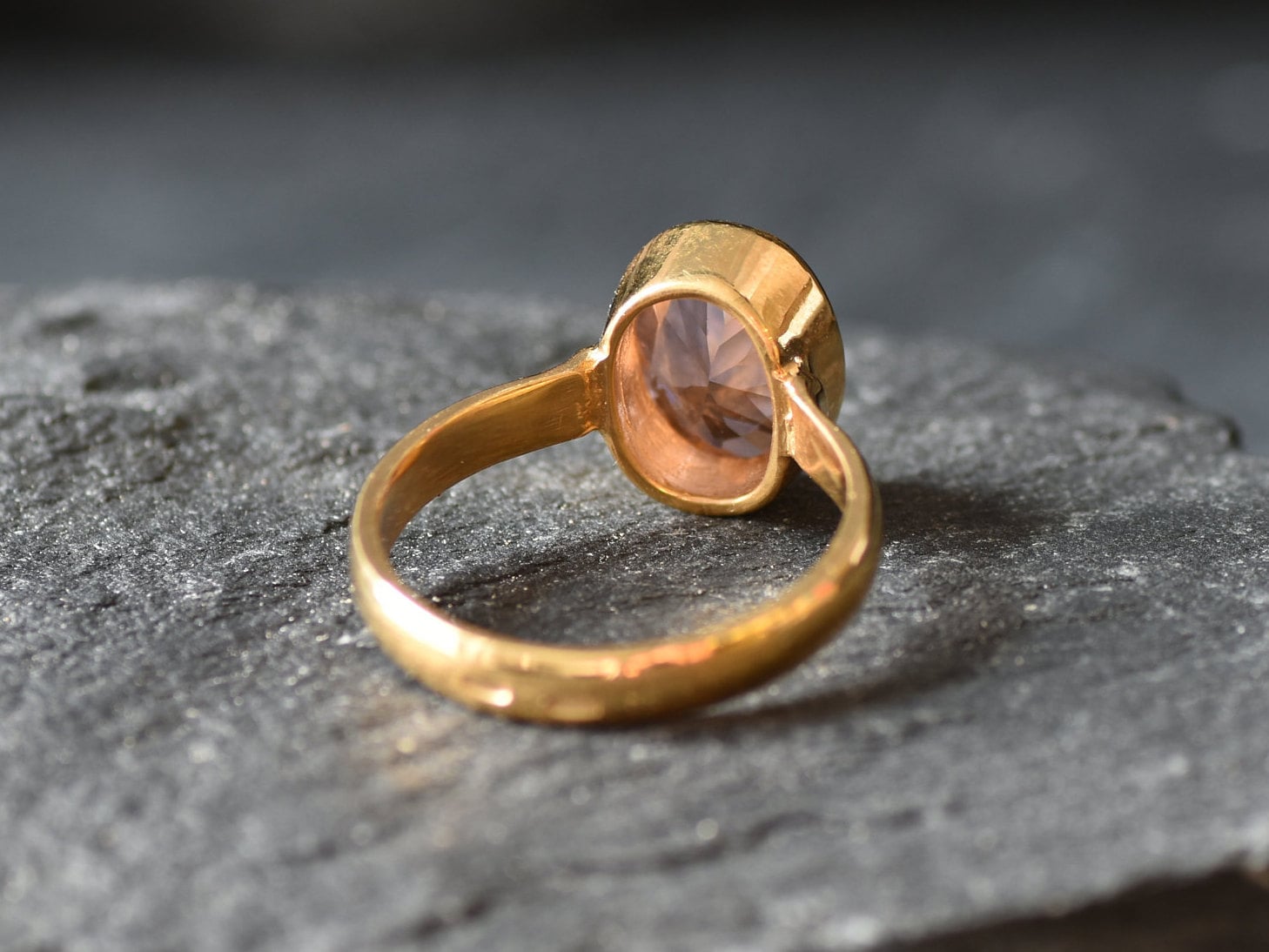 Gold Morganite Ring, Gold Promise Ring, Created Morganite, Gold Solitaire Ring, Promise Ring, Engagement Ring, Morganite Ring, Gold Vermeil