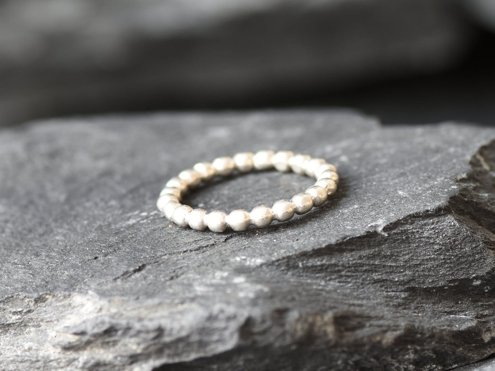 Silver Dainty Ring, Bubble Ring, Silver Stackable Ring, Stacking Band, Simple Silver Band, Beaded Ring, Ball Ring, 925 Silver Ring,Stackable