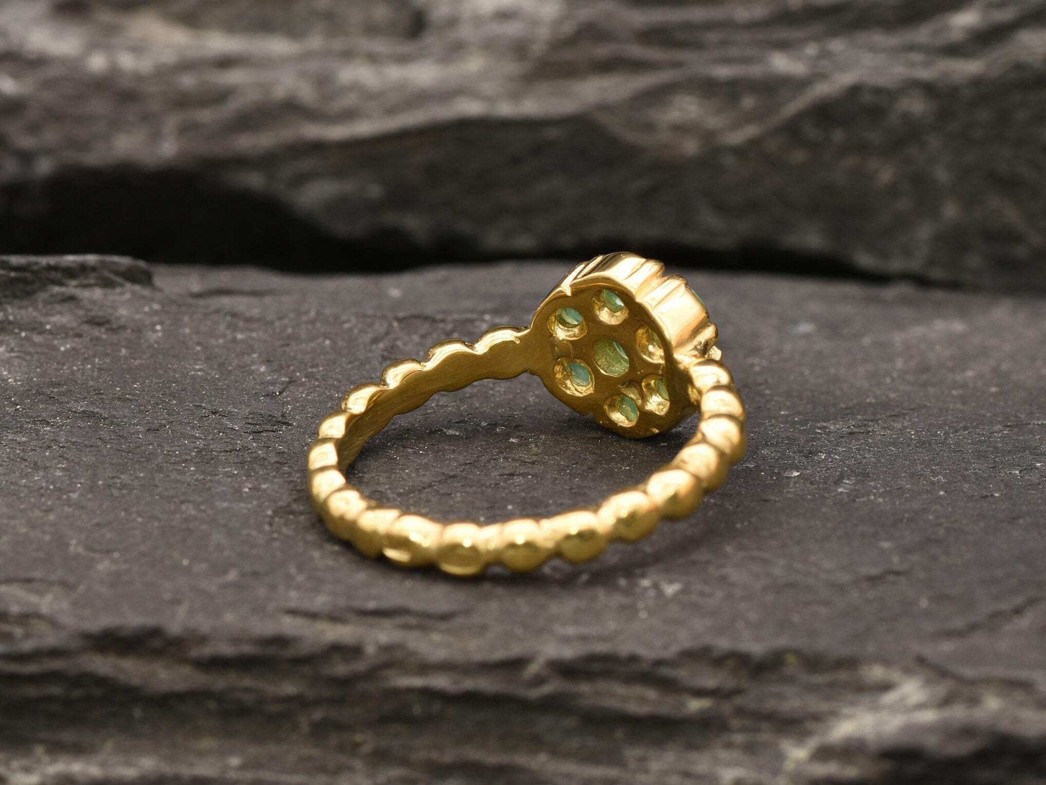 Natural Emerald Gold Flower Ring