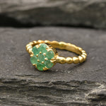 Natural Emerald Gold Flower Ring