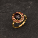 Gold Tourmaline Ring, Natural Pink Tourmaline, Gold Antique Ring, Oval Ring with Halo, Vintage Ring, October Birthstone, Gold Vermeil Ring