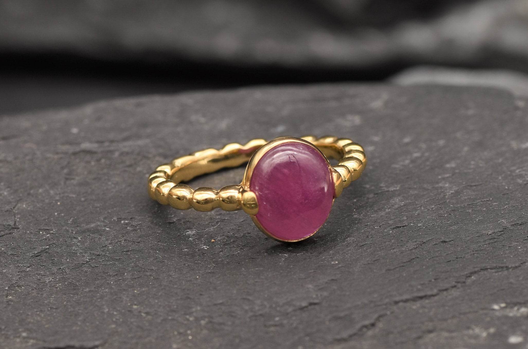 Ruby Ring in Gold, Natural Ruby, Oval Ring, Gold Plated Ring, Vintage Ring, July Birthstone, Anniversary Gift, 3 Carat Ring, Vermeil Ring