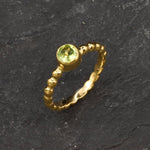 Dainty Round Peridot Ring with Bubble Band