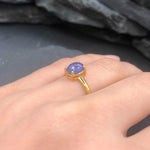 Gold Tanzanite Ring, Natural Tanzanite, December Birthstone, Gold Solitaire Ring, Purple Stone Ring, Vintage Ring, Dainty Ring, Vermeil Ring