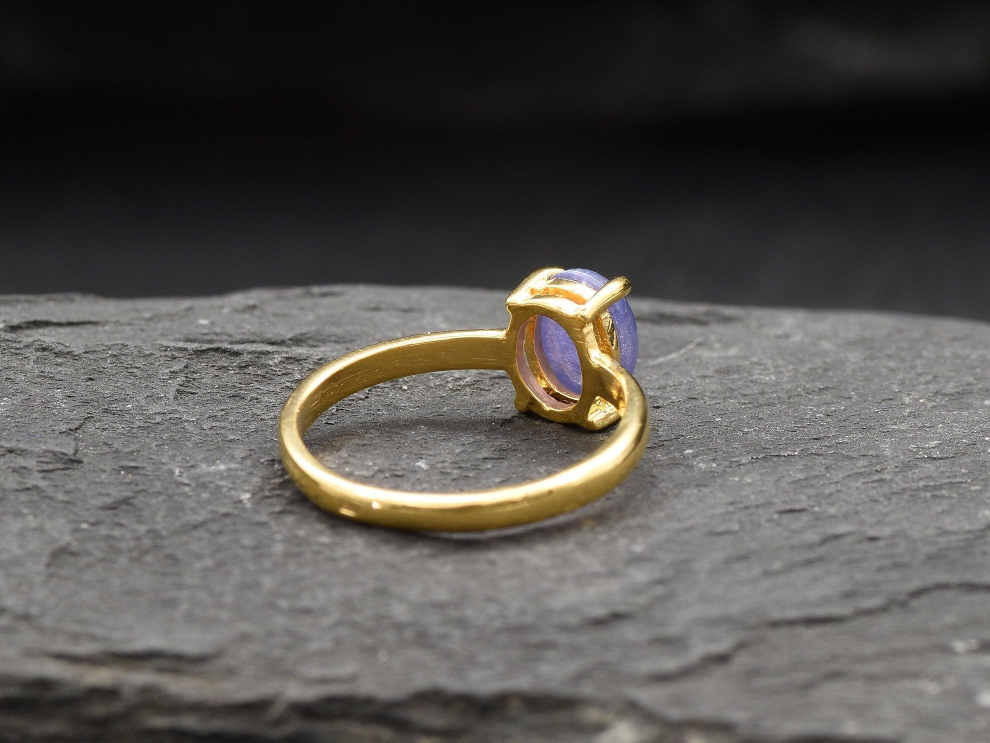 Gold Tanzanite Ring, Gold Solitaire Ring, Natural Tanzanite, December Birthstone, Genuine Tanzanite, Gold Promise Ring, Tanzanite Gold Ring
