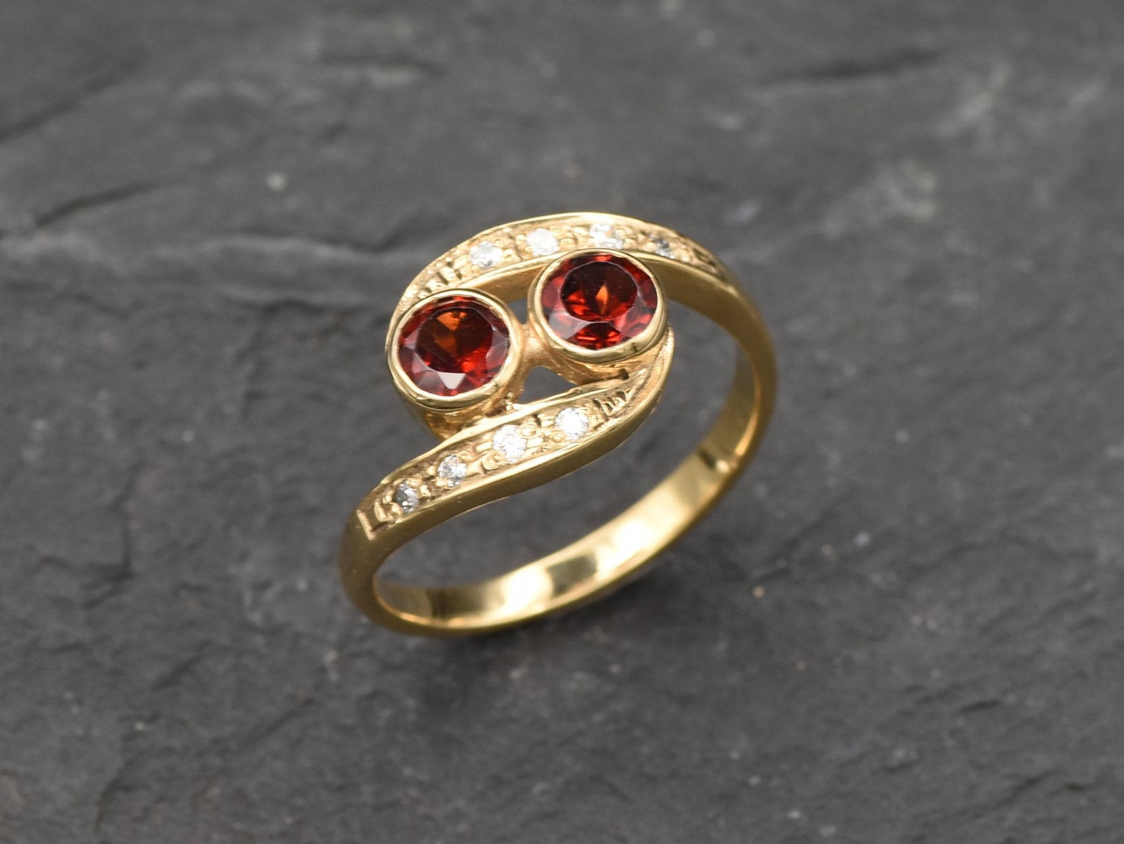 Gold Garnet Ring, Red Garnet Ring, Natural Garnet, January Birthstone, Vintage Ring, Antique Ring, Boho Ring, Sterling Silver Ring, 925 Ring