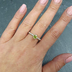 Dainty Round Peridot Ring with Bubble Band