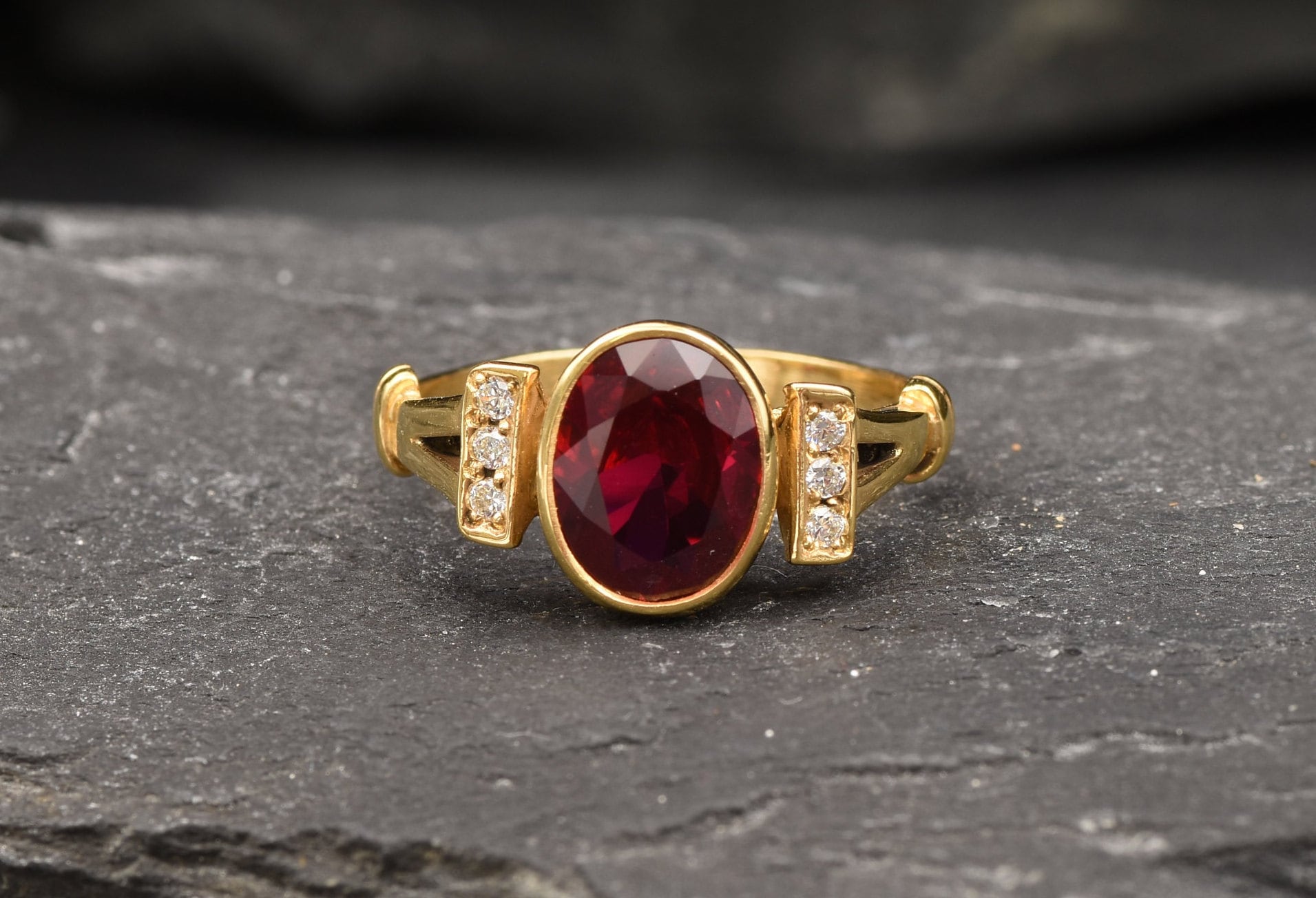 Gold Ruby Ring, Created Ruby, Gold Antique Ring, Promise Ring, Gold Plated Ring, Vintage Ring, Deep Red Ring, Ruby Ring, Gold Vermeil Ring