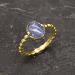 Gold Tanzanite Ring, Natural Tanzanite, Blue Oval Ring, December Birthstone, Gold Solitaire Ring, Purple Ring, Vintage Ring, Gold Vermeil