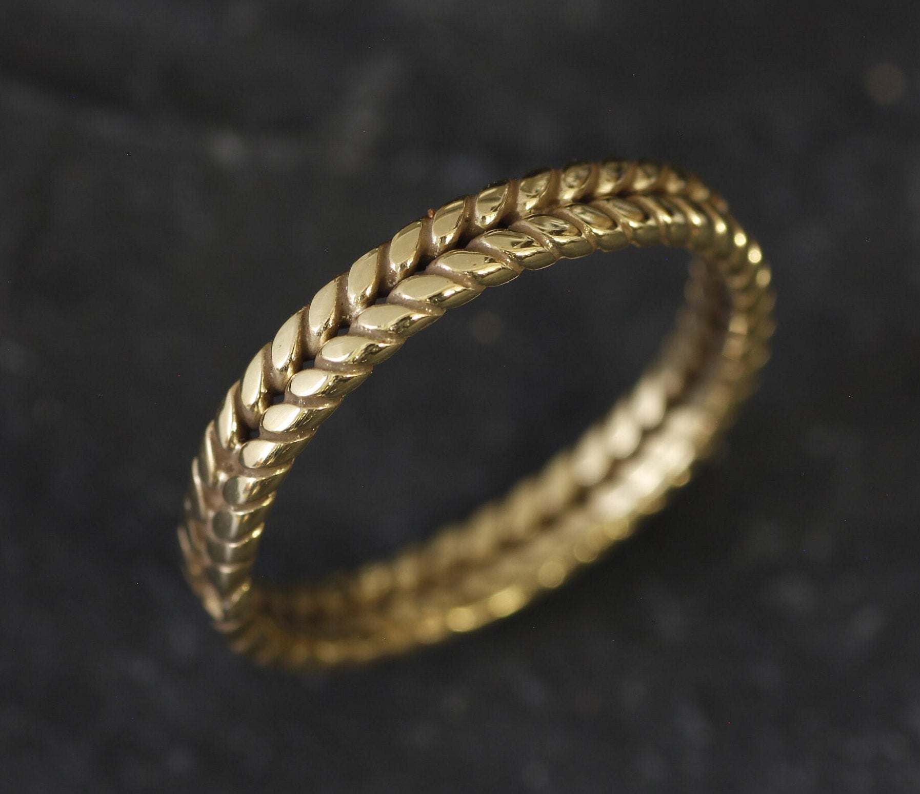 Gold Braided Boho Ring, Stackable Gold Ring, Vintage Ring, Minimalist Gold Band, 18k Gold Vermeil