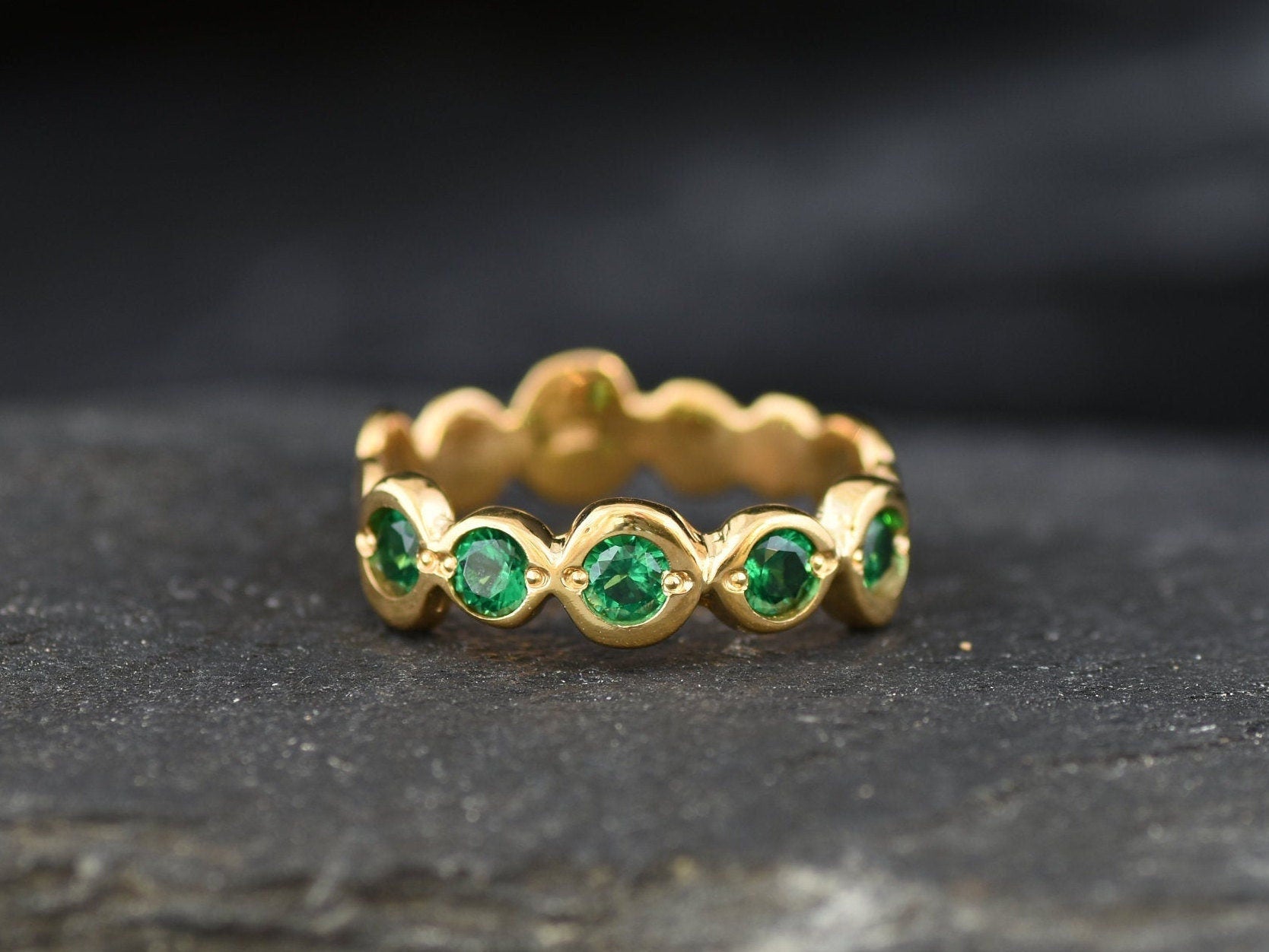 Created Emerald Gold Bubble Band