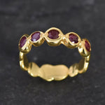 Gold Real Ruby Bubble Band with 5 stones