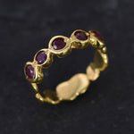 Gold Real Ruby Bubble Band with 5 stones